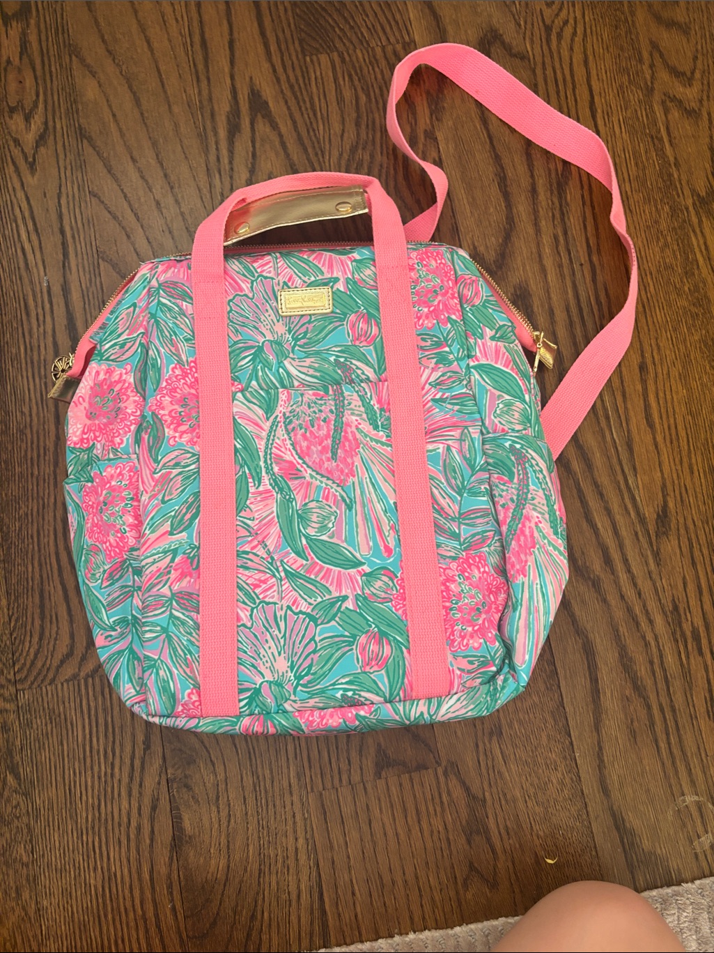 Lilly Pulitzer Pink & Green Floral Tote With Strap